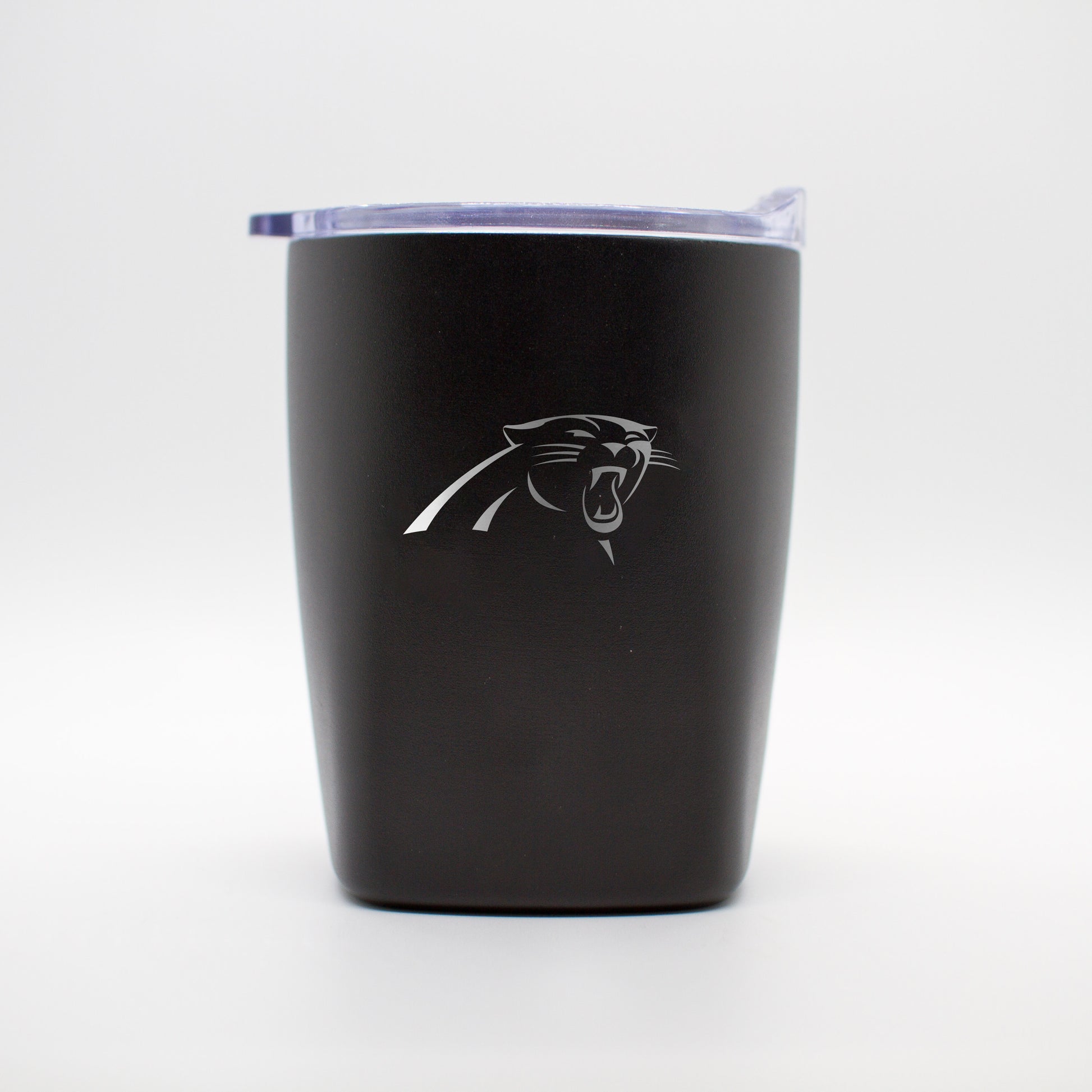 Carolina Panthers 10oz Etch Black Powder Coat Rocks Tumbler