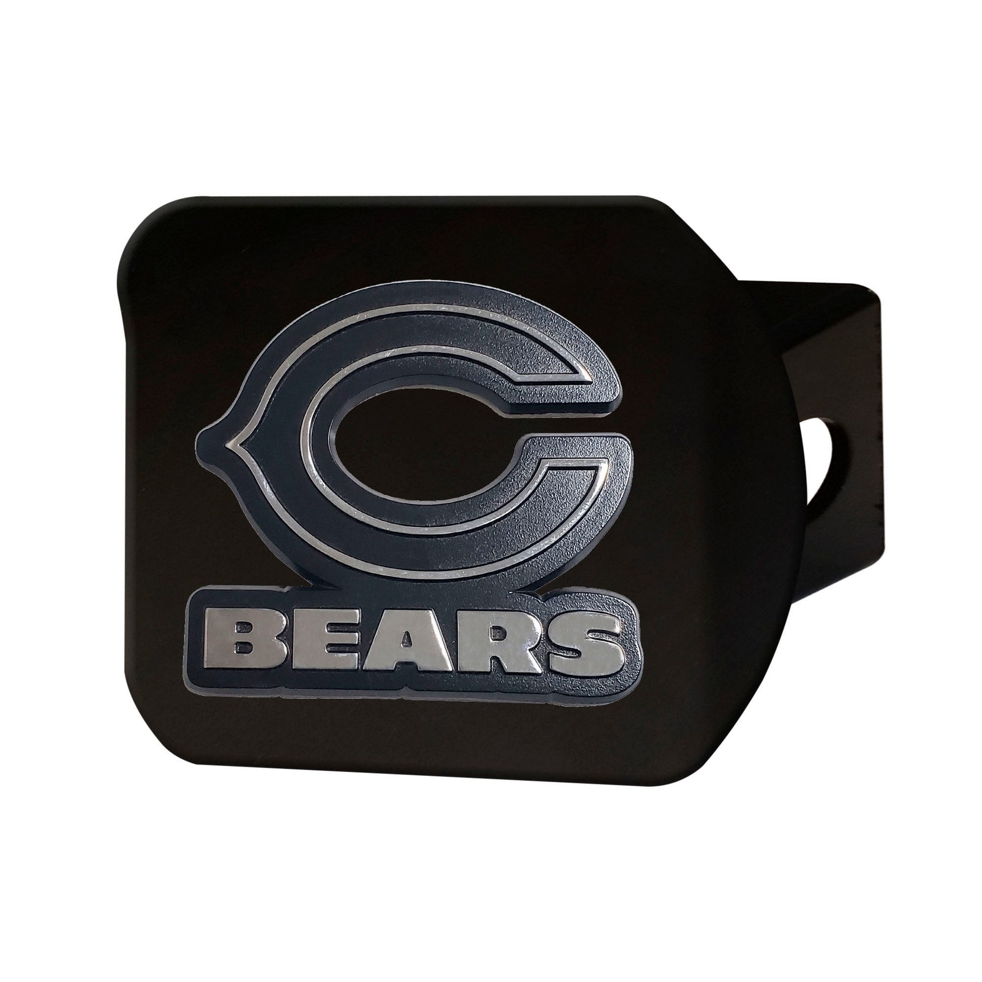 NFL - Chicago Bears Chrome C Logo with Bears on Black Hitch Cover