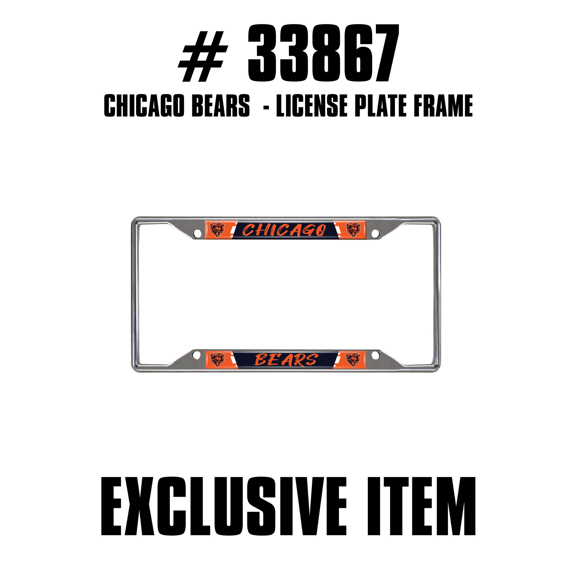 TRINITY NFL - Chicago Bears Chrome License Plate Frame