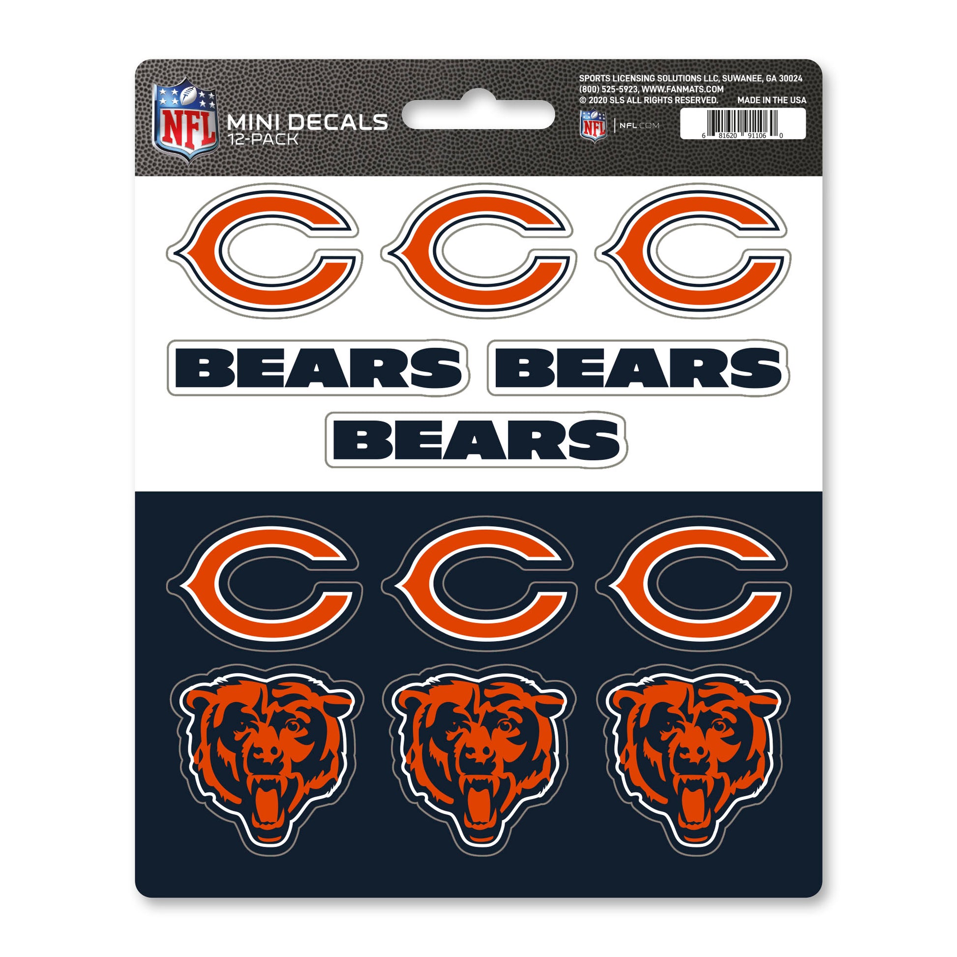 NFL - Chicago Bears Mini Decal 12-pk