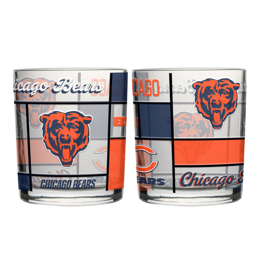 Chicago Bears 12oz Quilted Stained Rocks Glass 2 Pck