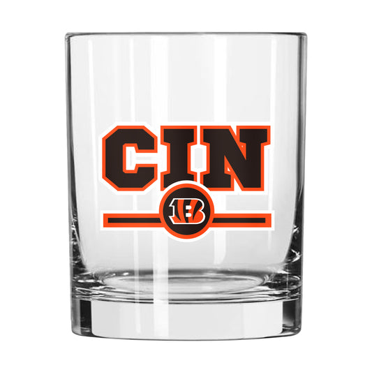 Cincinnati Bengals 14oz Letterman Rocks Glass