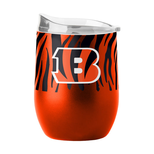 Cincinnati Bengals 16oz Tiger Stripes Powder Coat Curved Bev