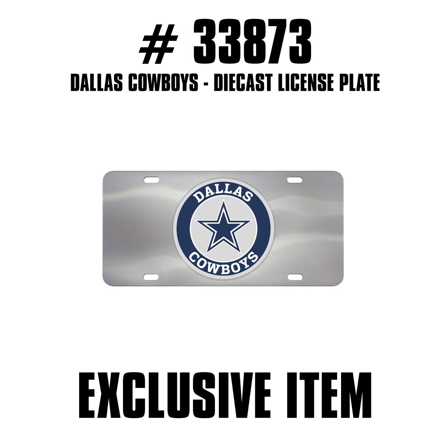 TRINITY NFL - Dallas Cowboys Chrome Diecast License Plate