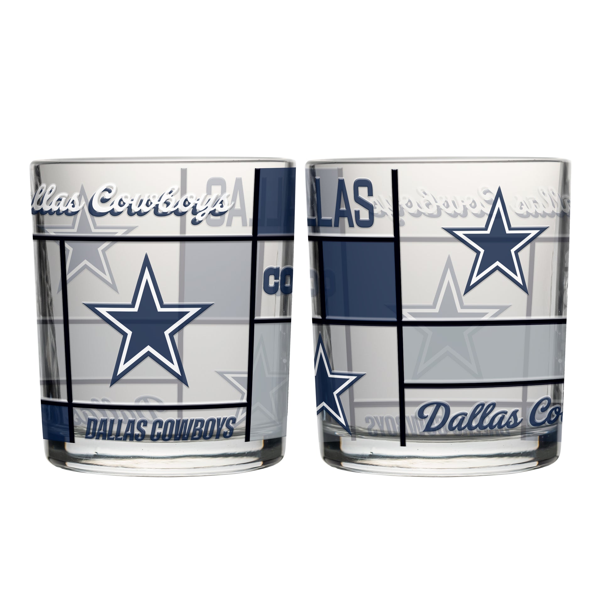 Dallas Cowboys 12oz Quilted Stained Rocks Glass 2 Pck