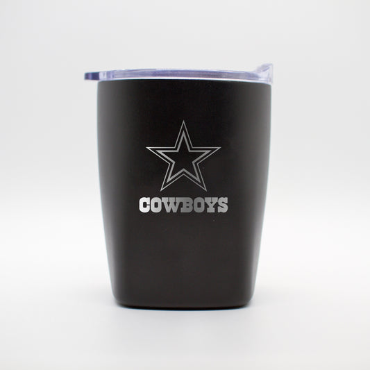 Dallas Cowboys 10oz Etch Black Powder Coat Rocks Tumbler