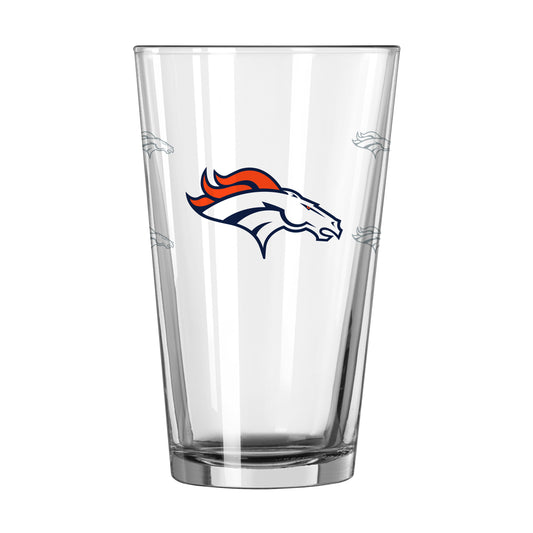 Denver Broncos 16oz Satin Etch Pint Glass