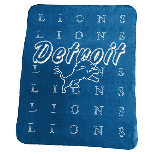 Detroit Lions Classic Repeating Team Name Fleece Throw