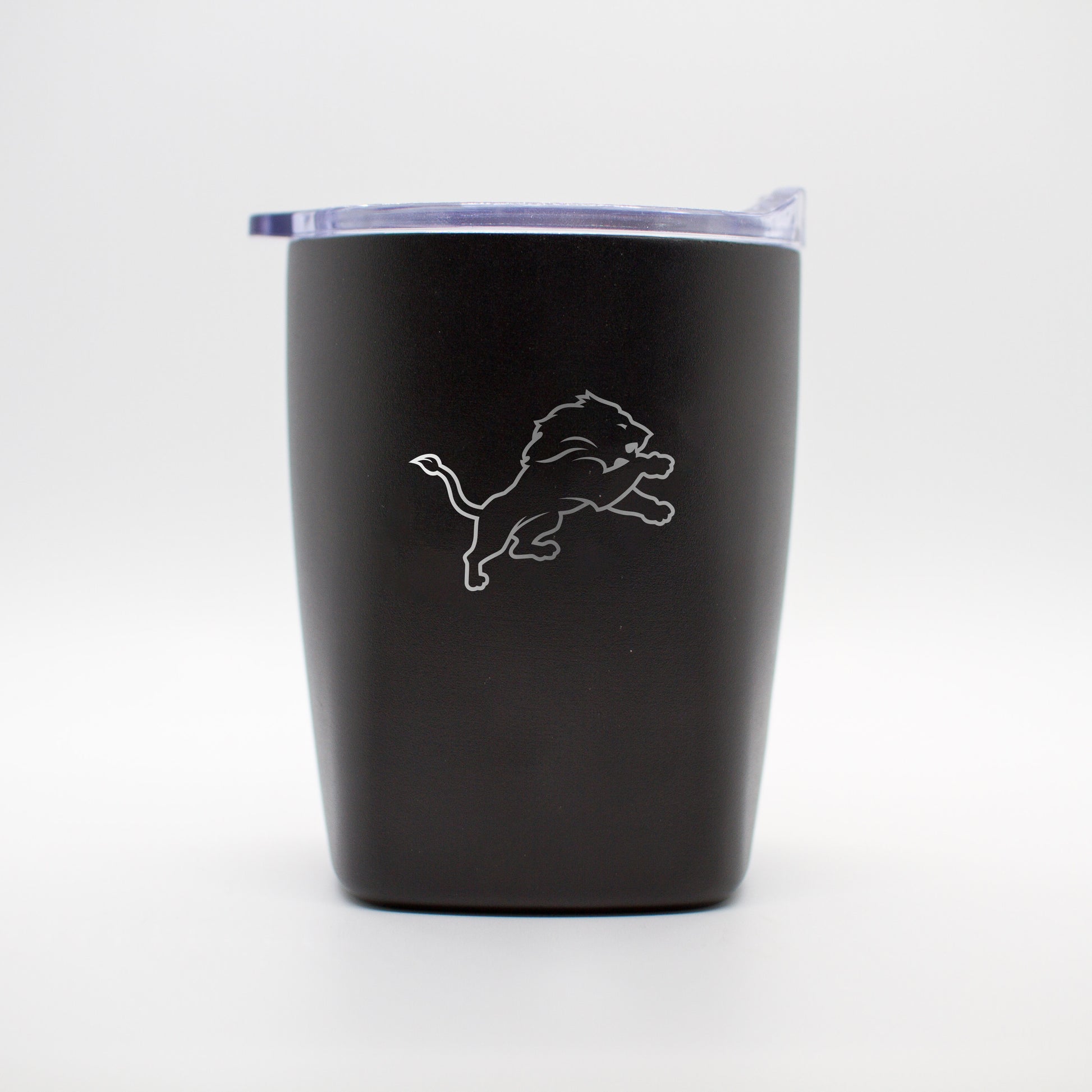 Detroit Lions 10oz Etch Black Powder Coat Rocks Tumbler