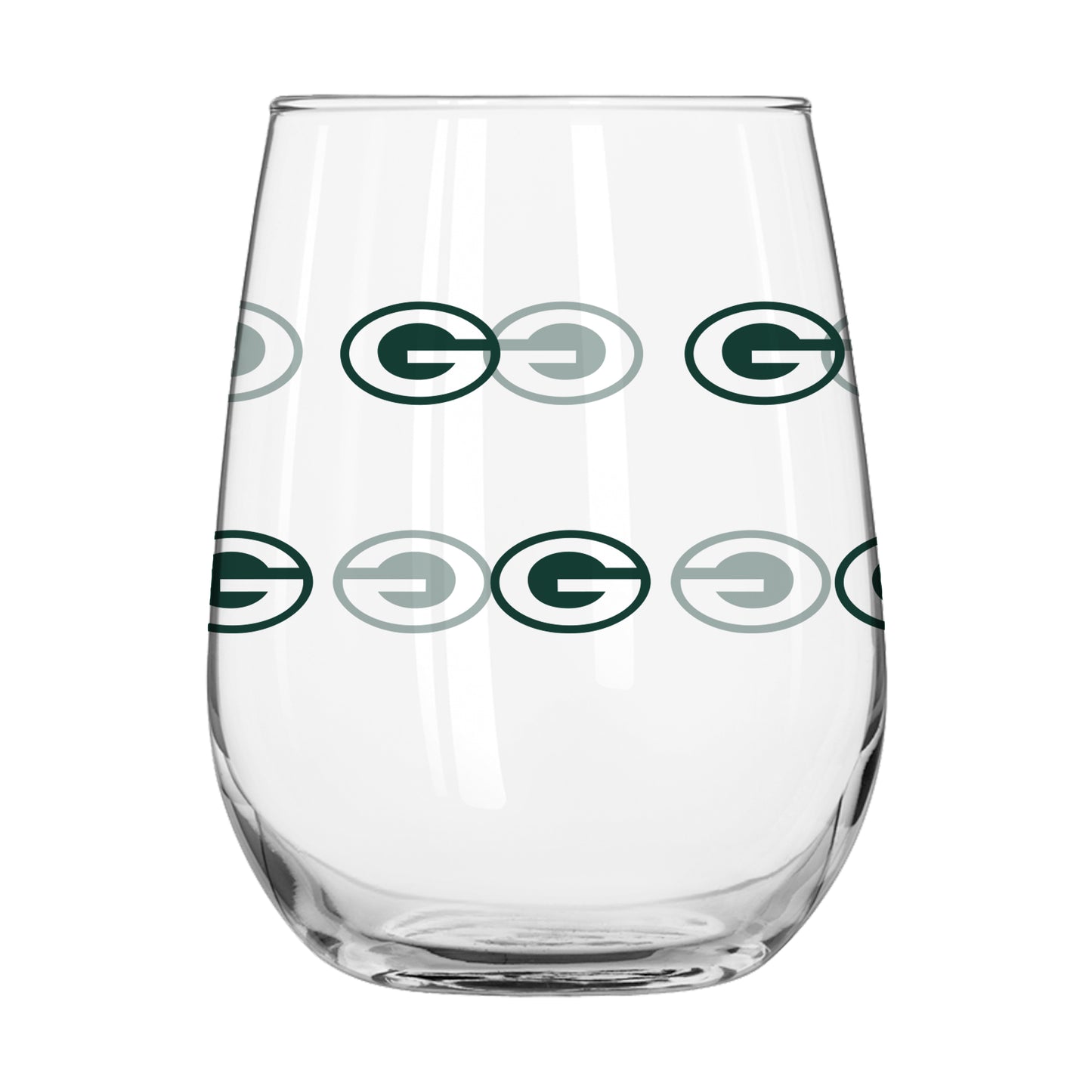 Green Bay Packers 16oz Block Glass Curved Beverage