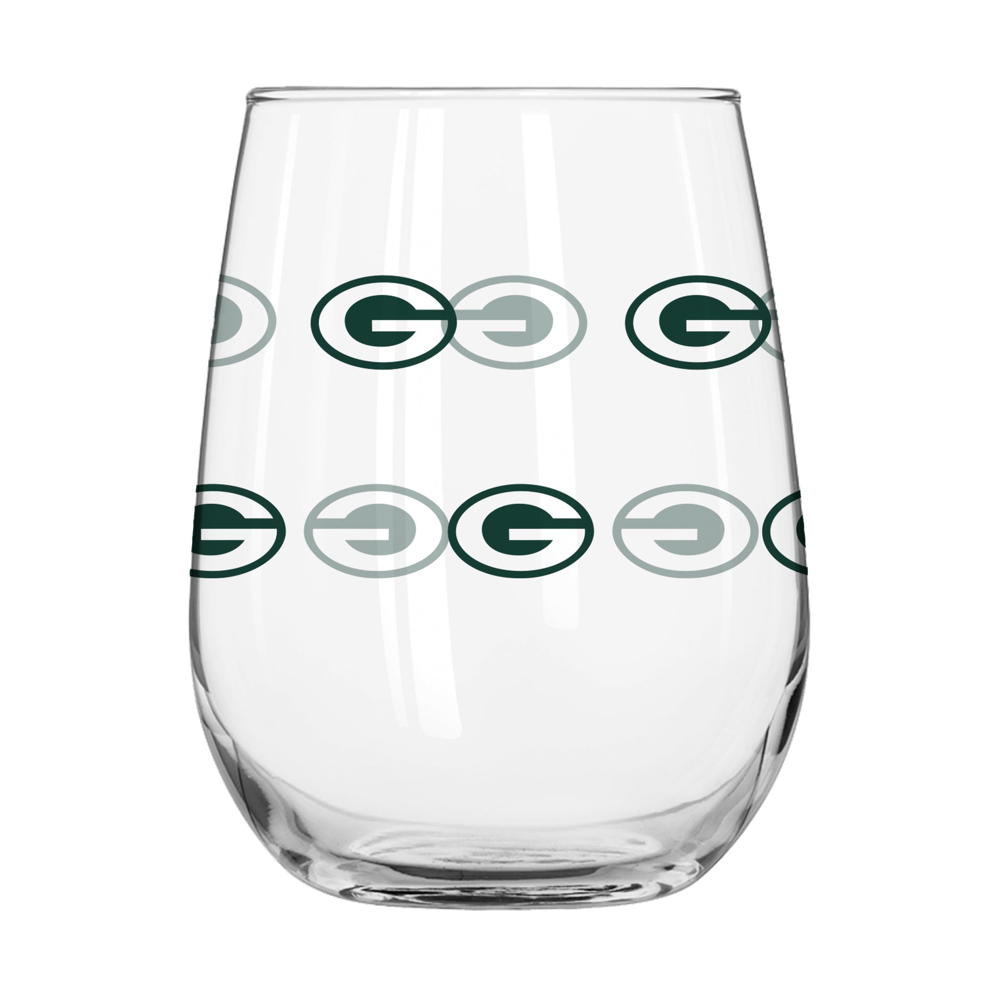 Green Bay Packers 16oz Block Glass Curved Beverage