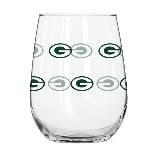 Green Bay Packers 16oz Block Glass Curved Beverage