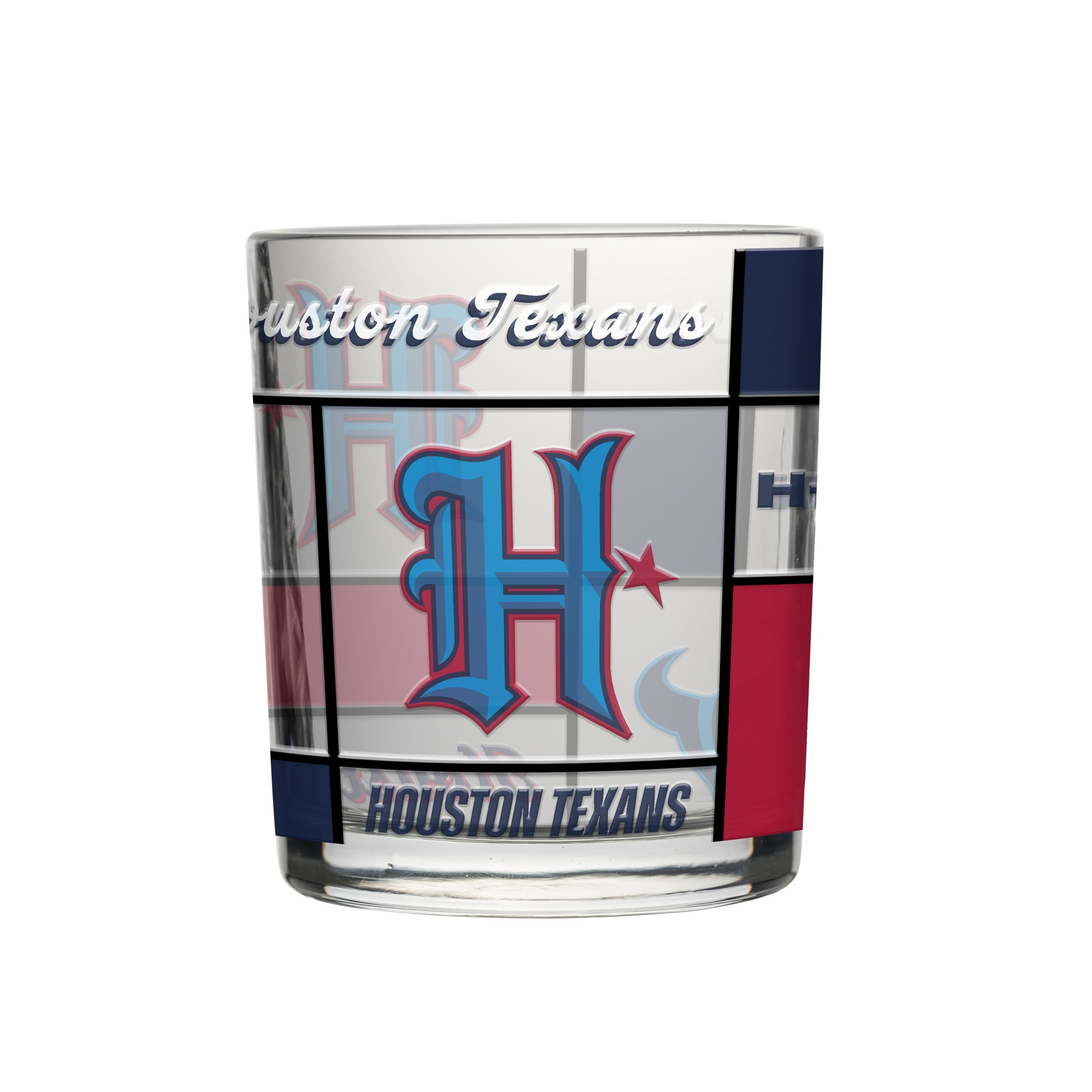 Houston Texans 12oz Quilted H Town Stained Rocks Glass