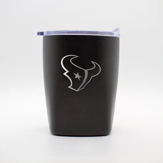 Houston Texans 10oz Etch Black Powder Coat Rocks Tumbler