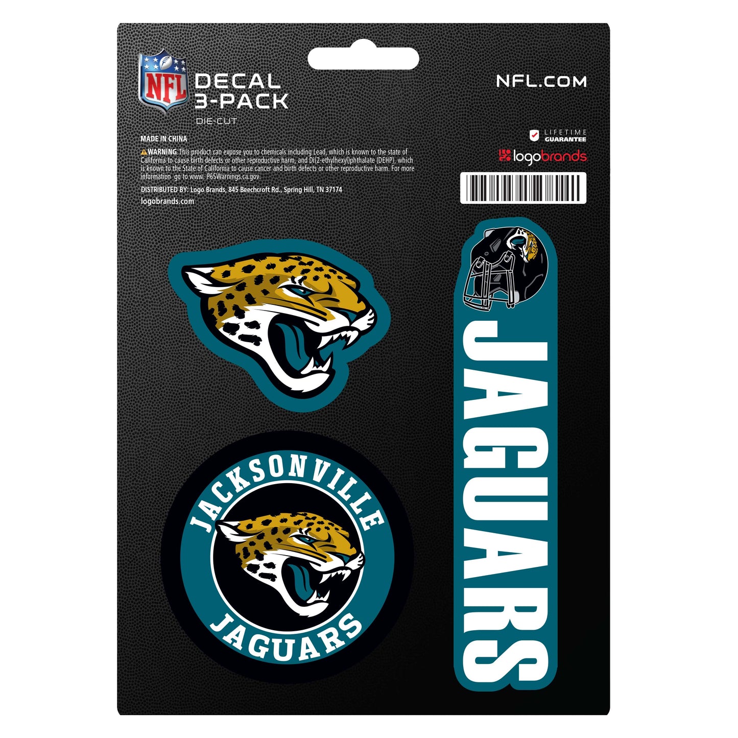 Jacksonville Jaguars Decal Stickers 3 Pack