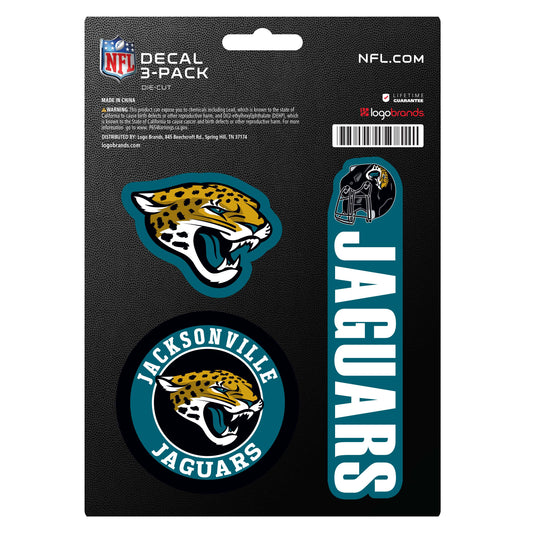 Jacksonville Jaguars Decal Stickers 3 Pack