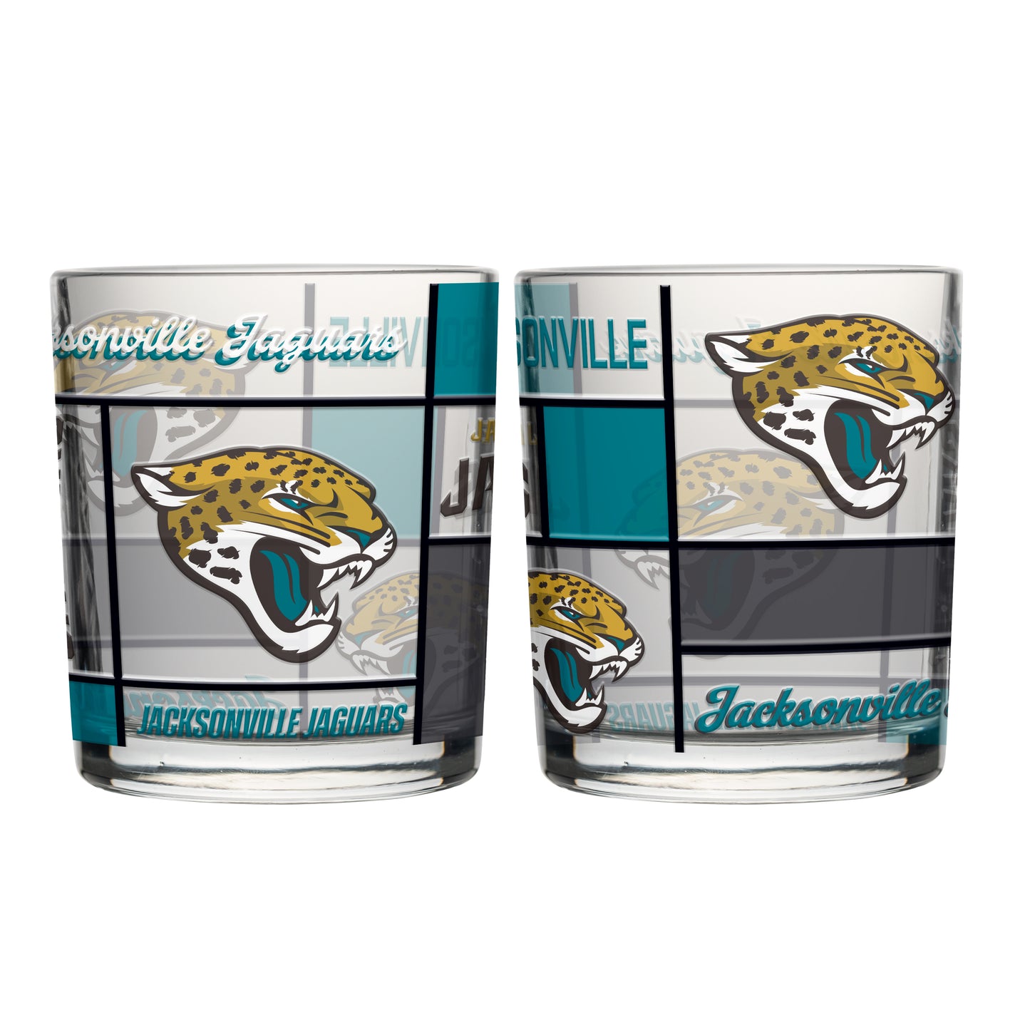 Jacksonville Jaguars 12oz Quilted Stained Rocks Glass 2 Pck