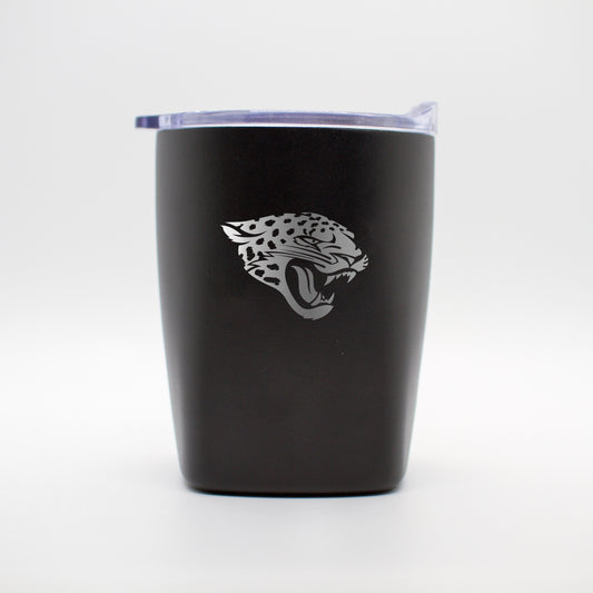 Jacksonville Jaguars 10oz Etch Black Powder Coat Rocks Tumbler