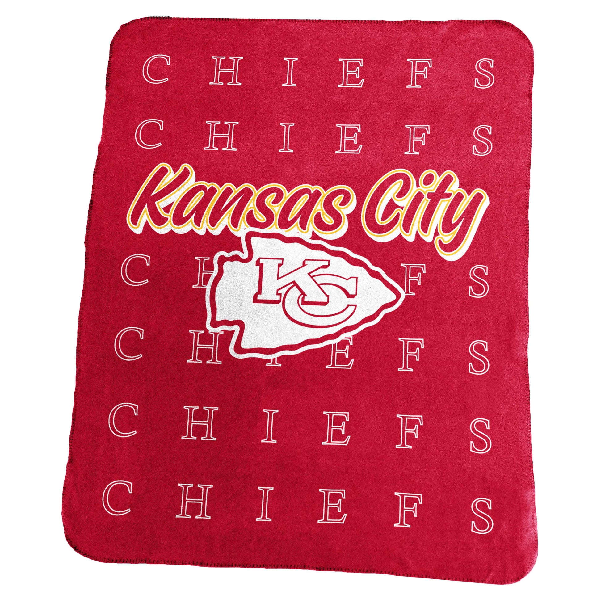 Kansas City Chiefs Classic Repeating Team Name Fleece Throw