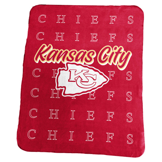 Kansas City Chiefs Classic Repeating Team Name Fleece Throw