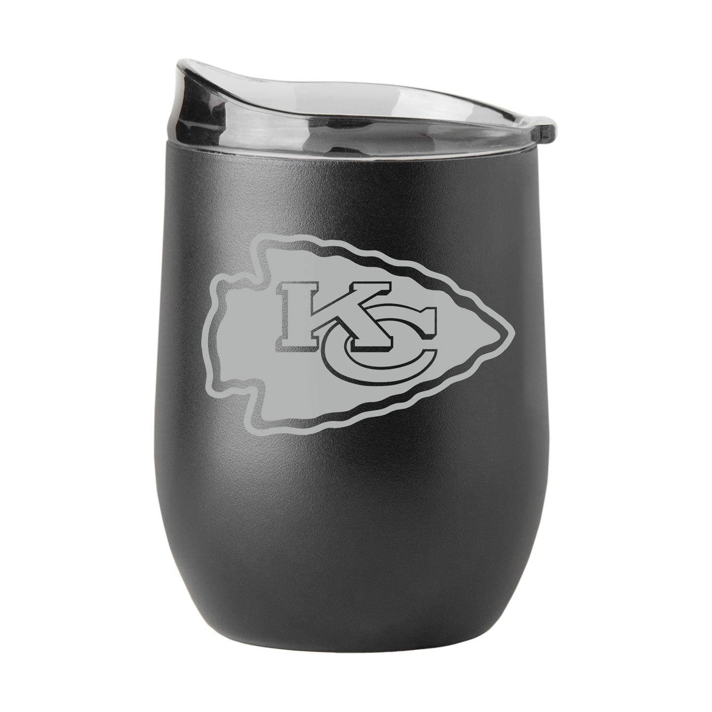 Kansas City Chiefs GunMetal 16oz Black Powder Curved Beverage