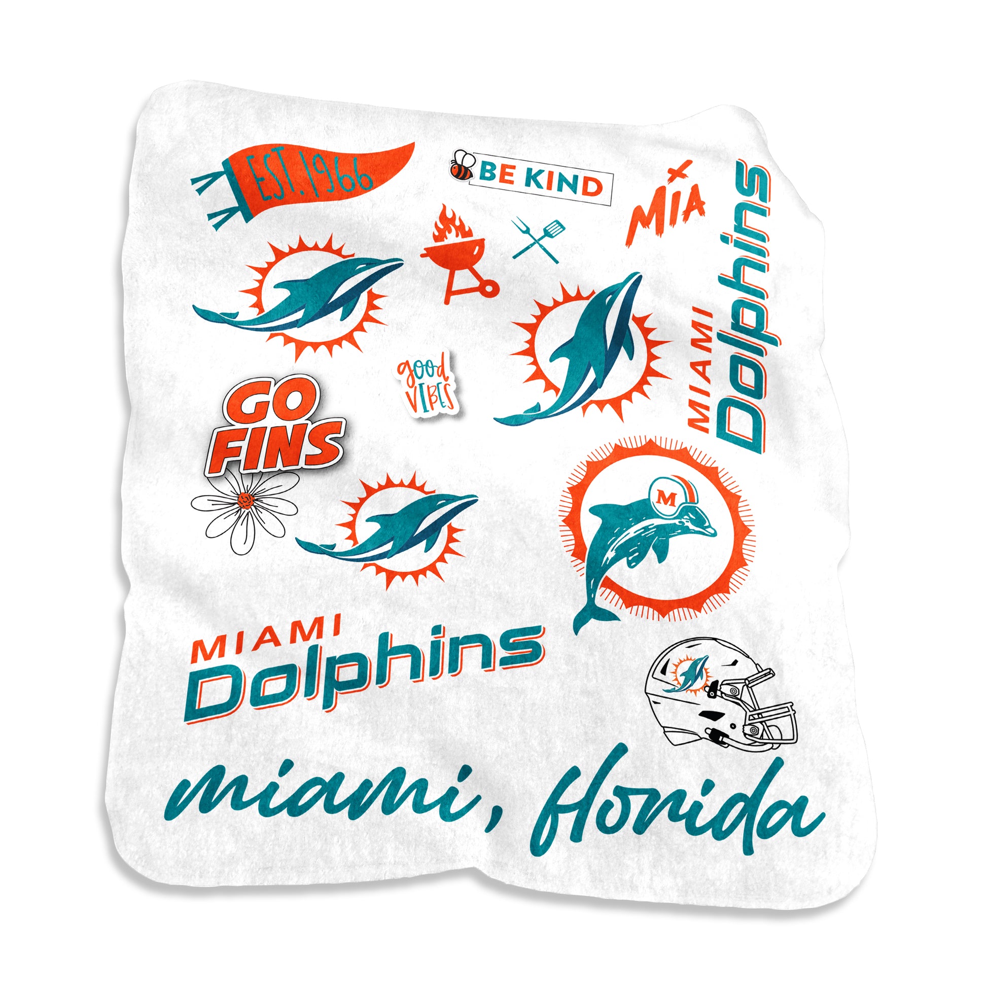 Miami Dolphins Native Raschel Throw