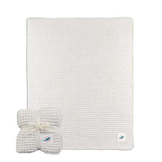 Miami Dolphins Solid Ivory Cable Knit Throw 50x60