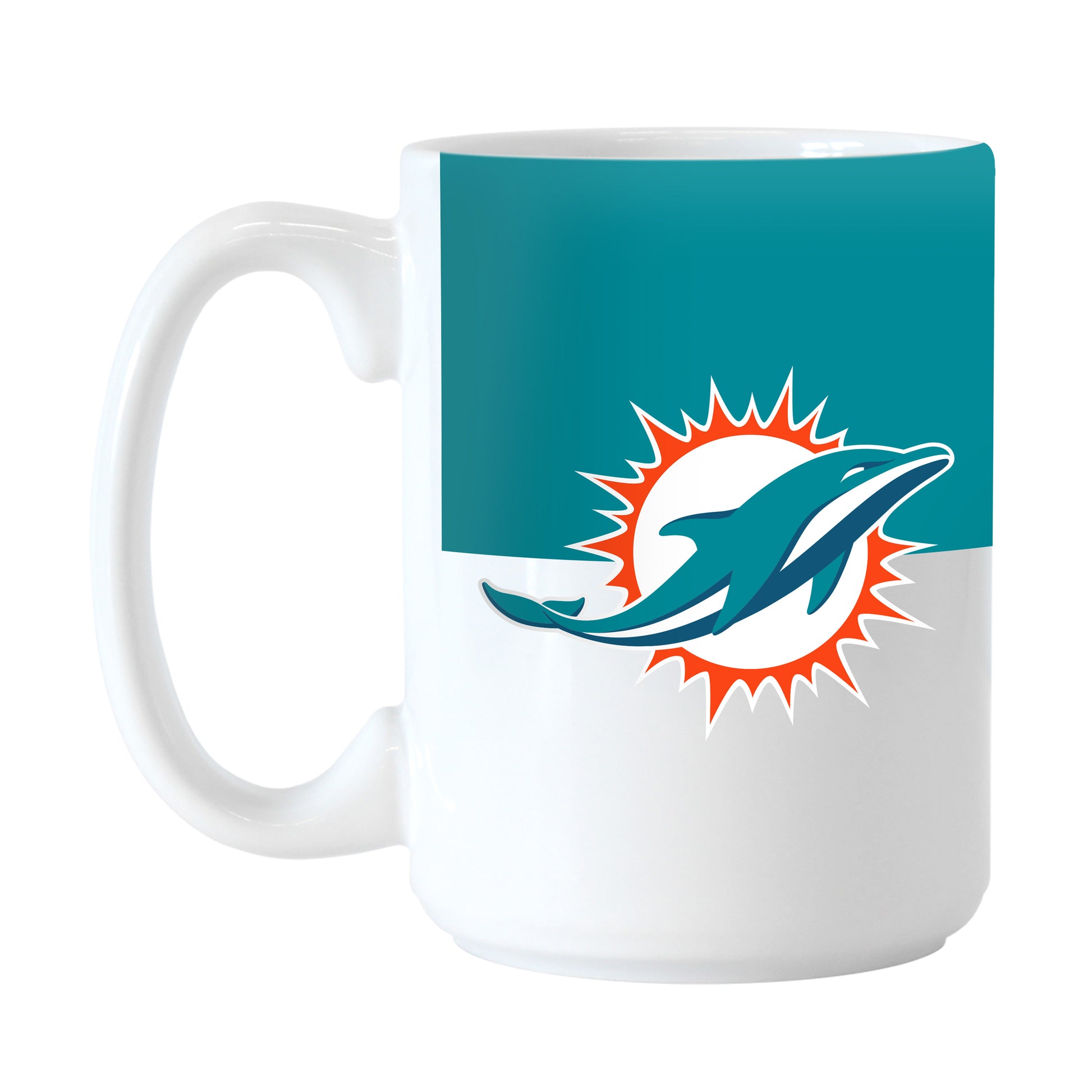 Miami Dolphins Color Block 15 oz Sublimated Mug