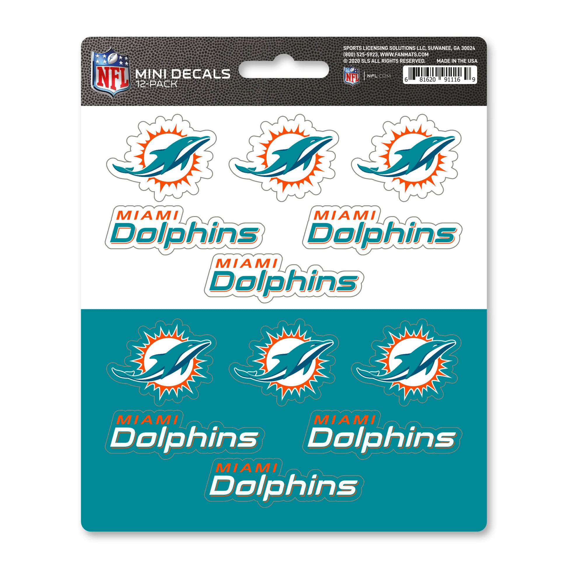 NFL - Miami Dolphins Mini Decal 12-pk