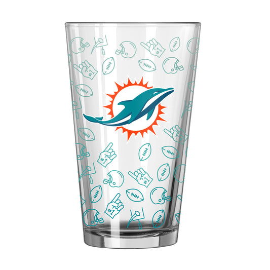 Miami Dolphins 16oz Ombre Playmaker Pint Glass