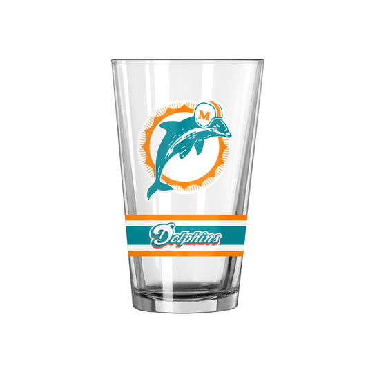 Miami Dolphins Vintage 16oz Gameday Stripe Pint Glass
