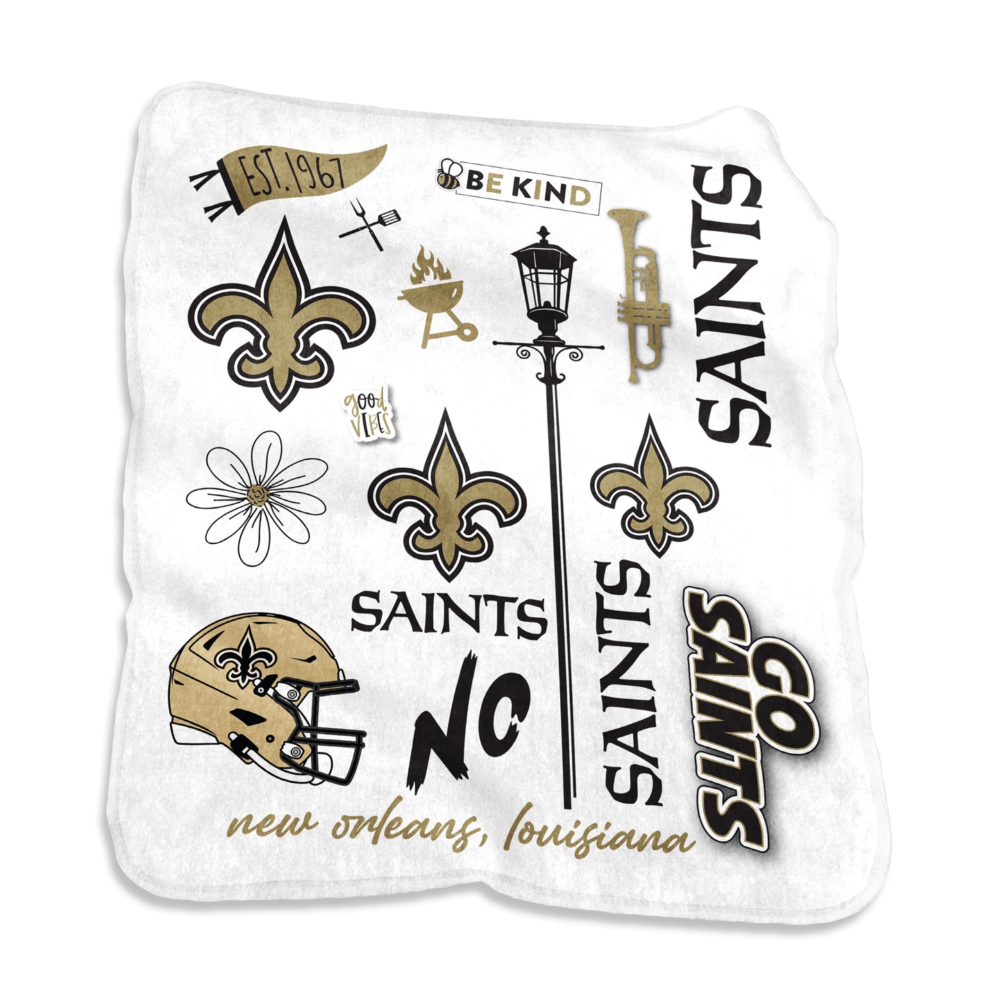 New Orleans Saints Native Raschel Throw