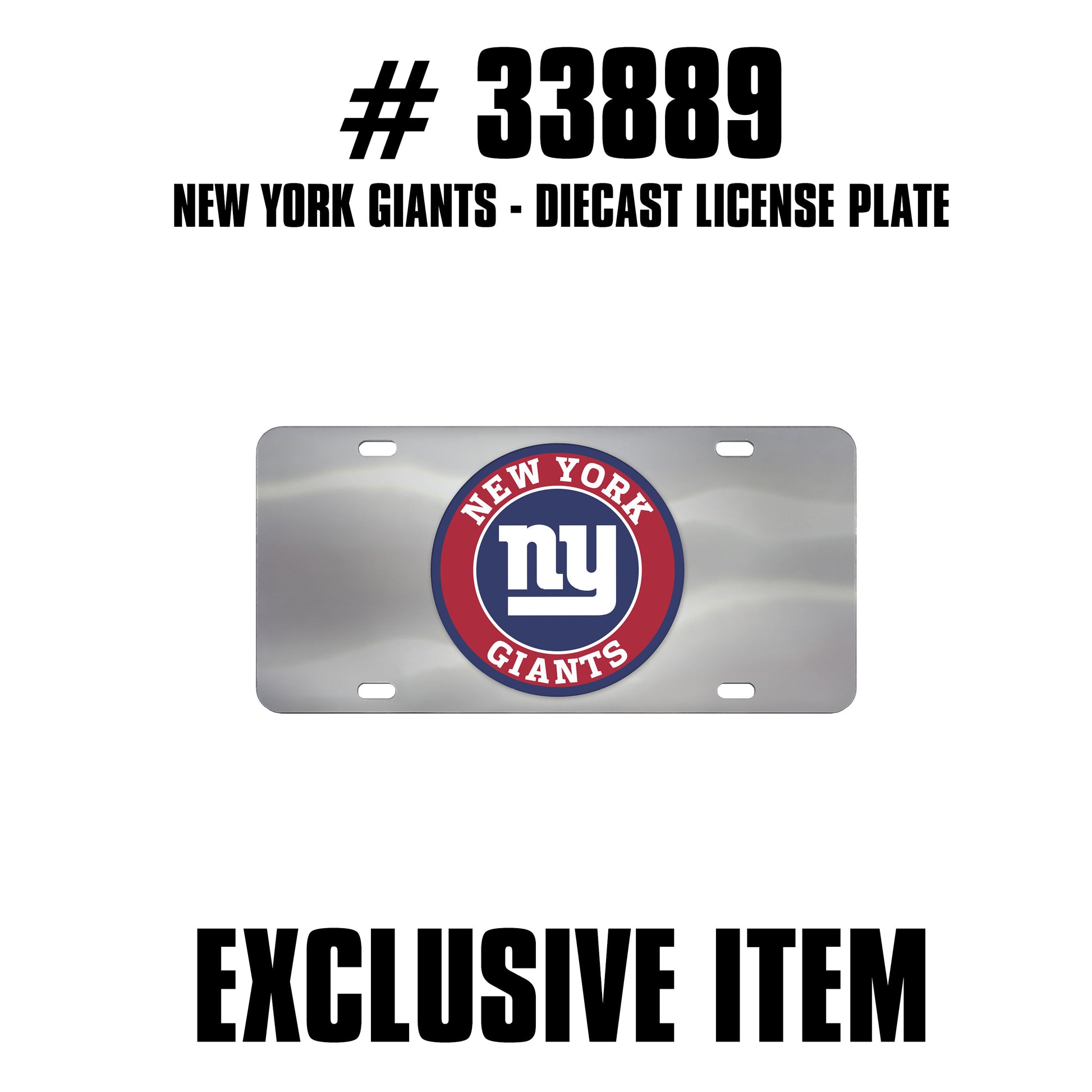 TRINITY NFL - New York Giants Chrome Diecast License Plate
