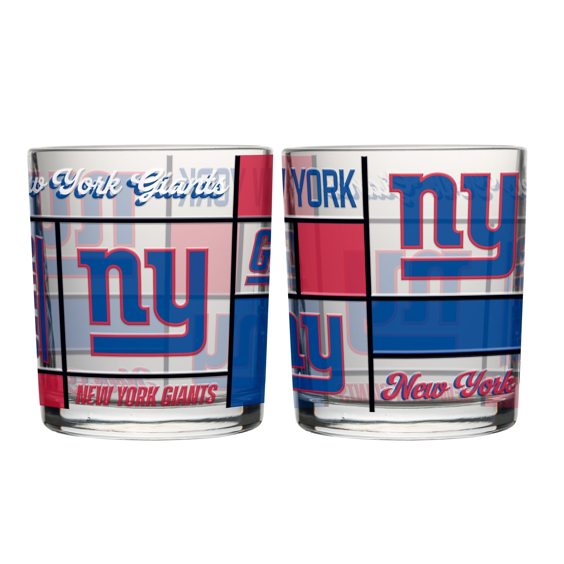 New York Giants 12oz Quilted Stained Rocks Glass 2 Pck