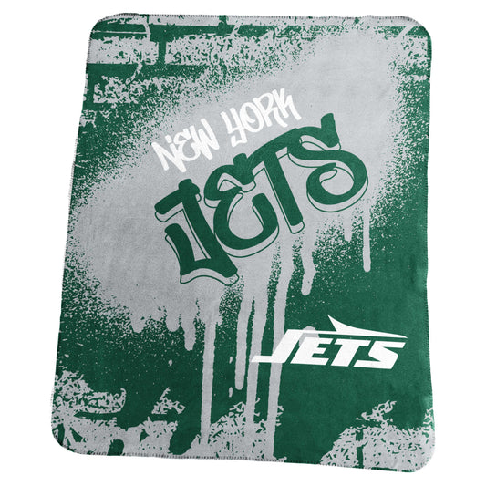 New York Jets Classic Graffiti Fleece Throw