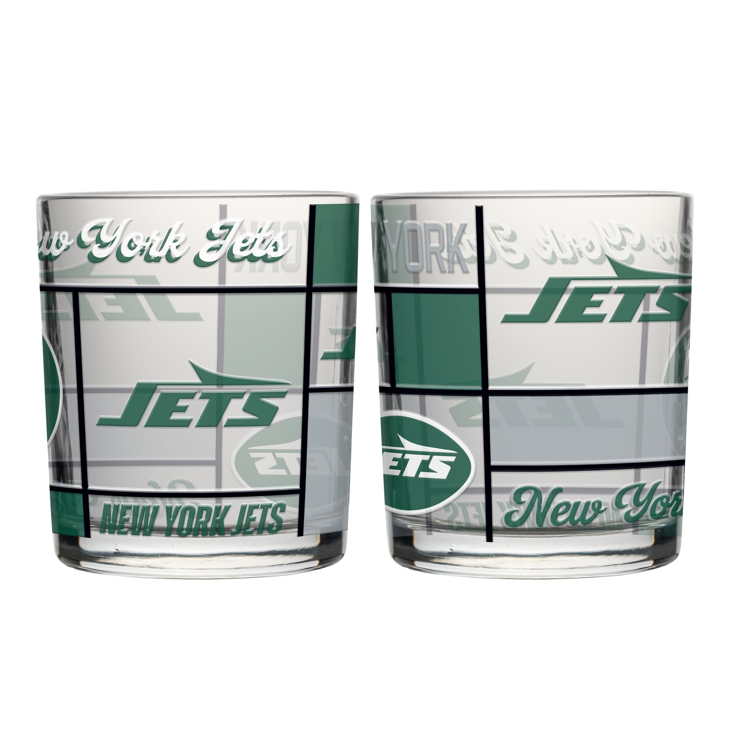 New York Jets 12oz Quilted Stained Rocks Glass 2 Pck