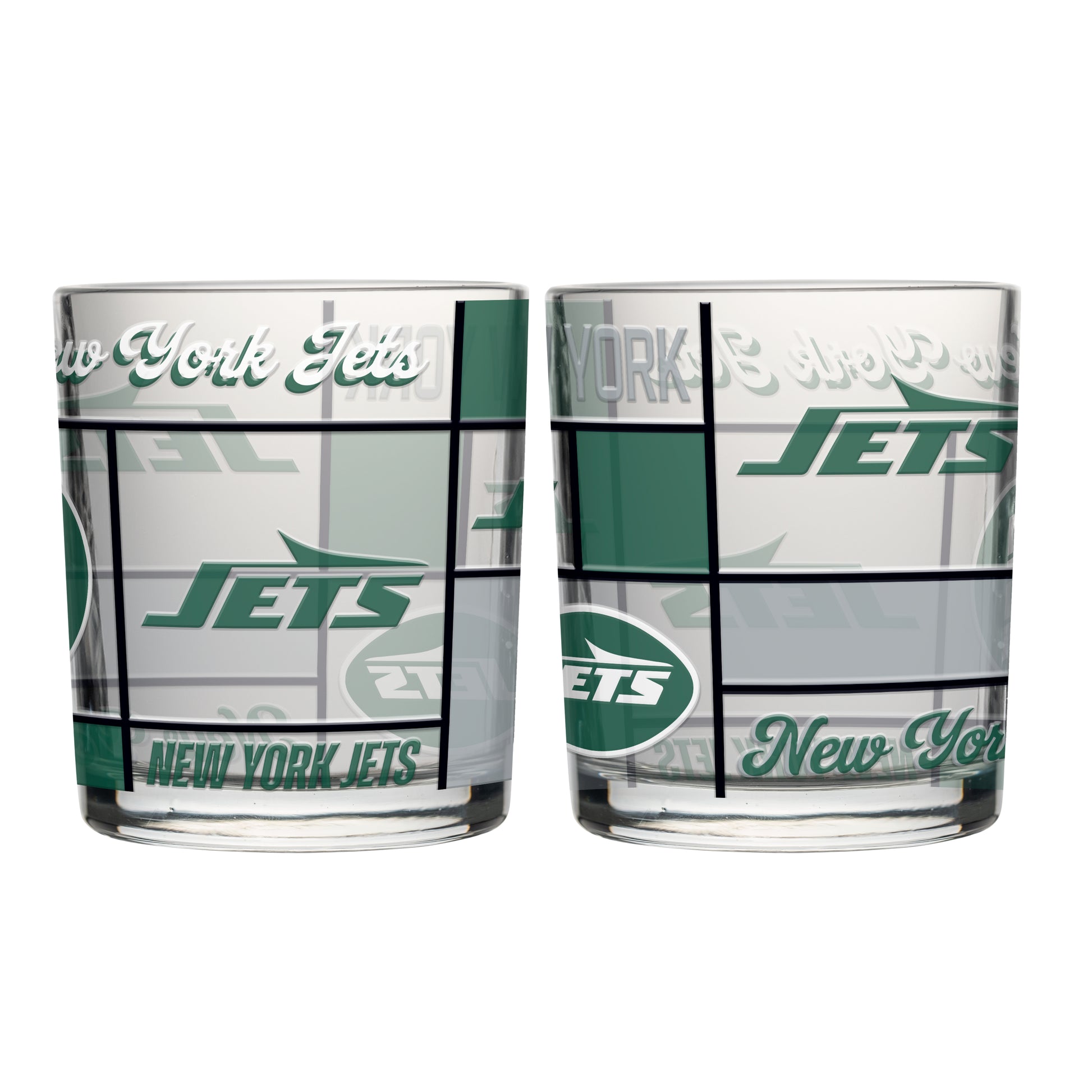 New York Jets 12oz Quilted Stained Rocks Glass 2 Pck