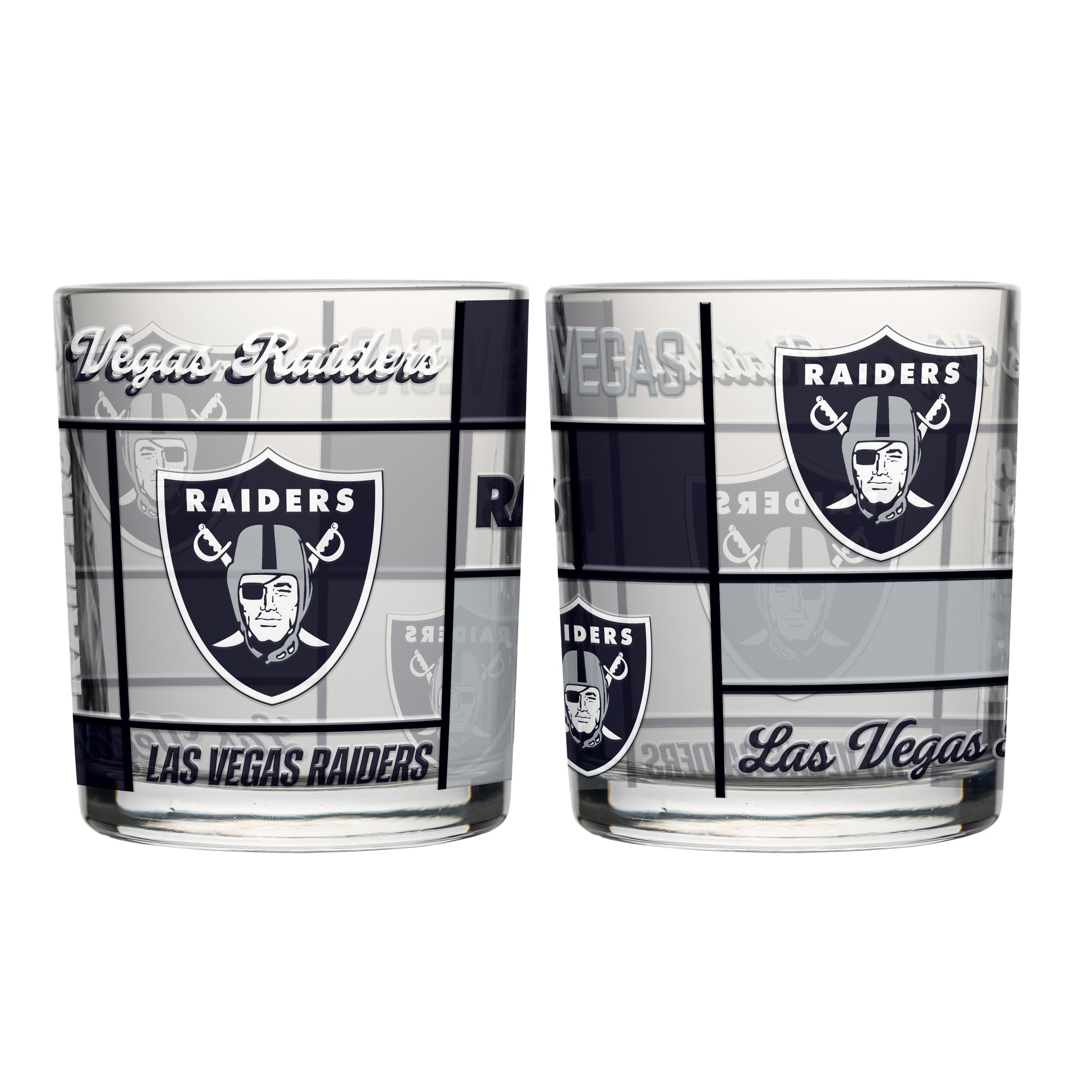 Las Vegas Raiders 12oz Quilted Stained Rocks Glass 2 Pck