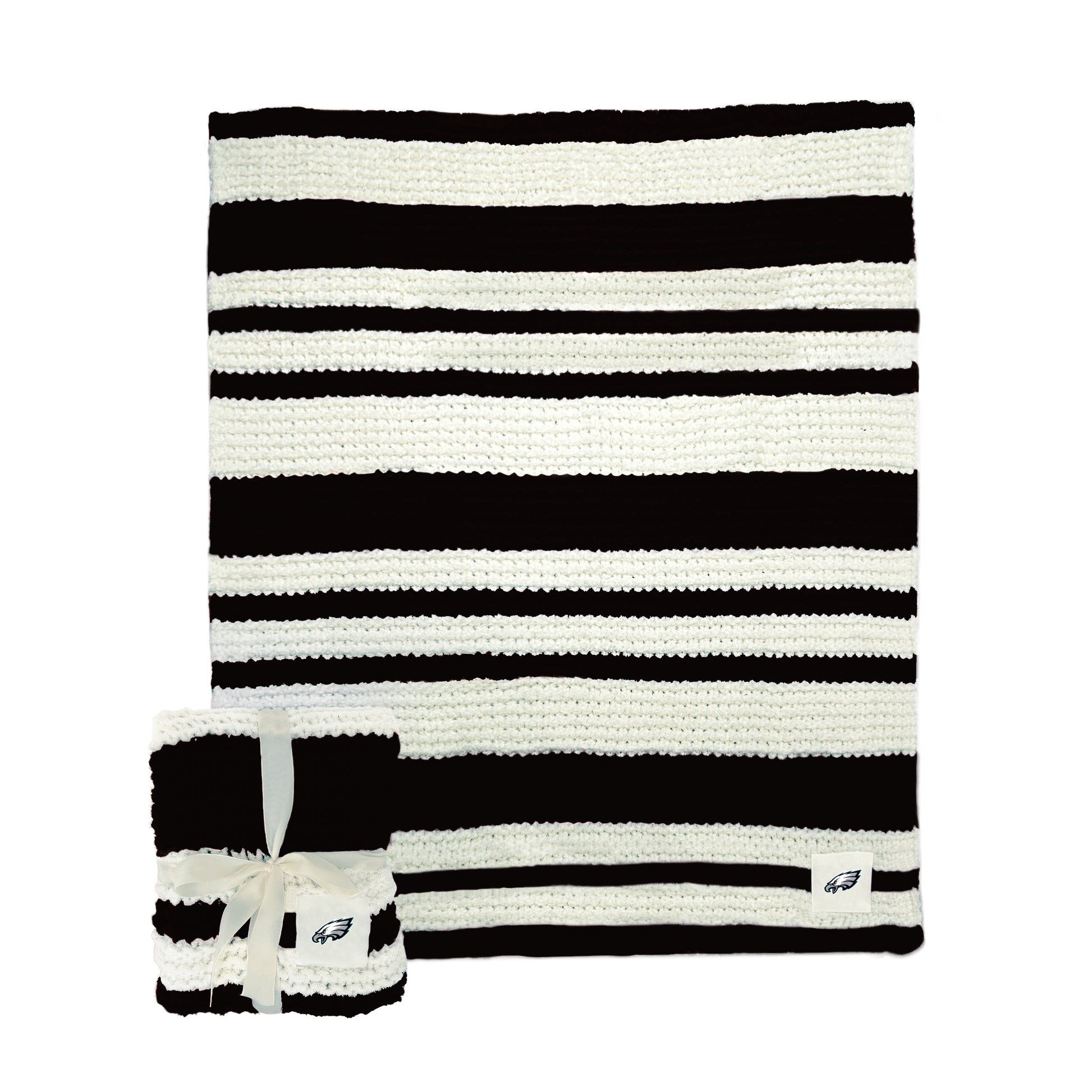 Philadelphia Eagles Cable Black Knit Throw 50x60