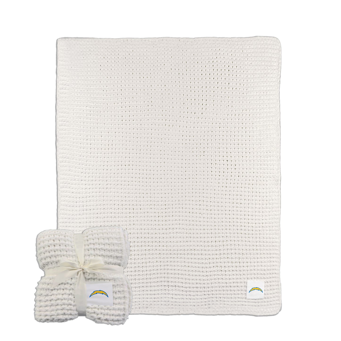 LA Chargers Cable Ivory Knit Throw 50x60