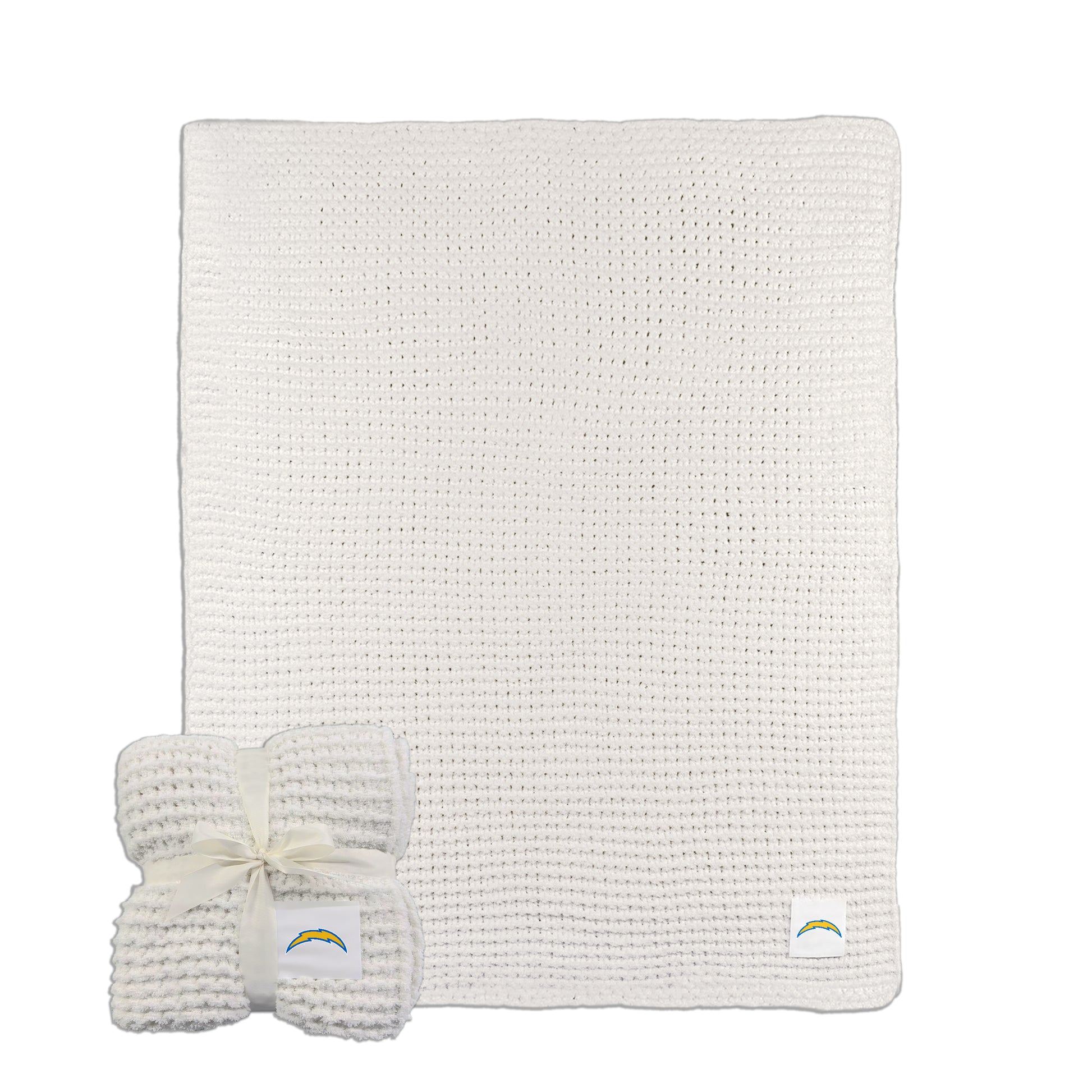 LA Chargers Cable Ivory Knit Throw 50x60