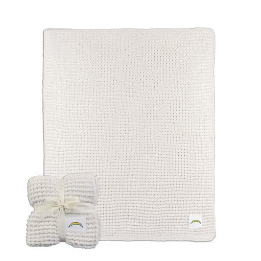 LA Chargers Cable Ivory Knit Throw 50x60