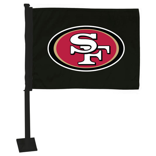 NFL - San Francisco 49ers-Car Flag-Black Background Black Pole