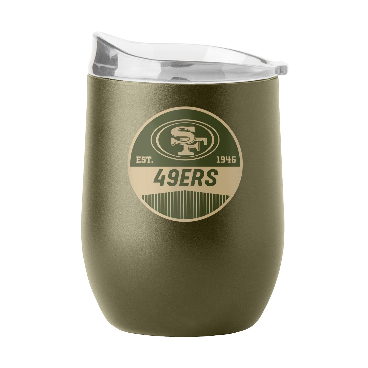 San Francisco 49ers 16oz Badge Powder Coat Curved Beverage