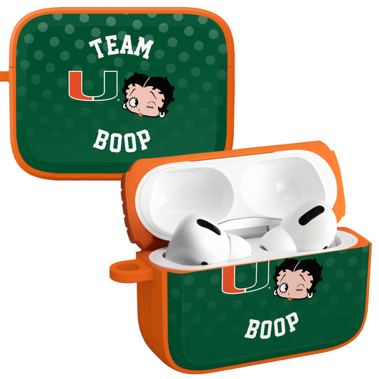 Miami Hurricanes X Betty Boop HDX Apple AirPods Pro 1 & 2 Case Cover