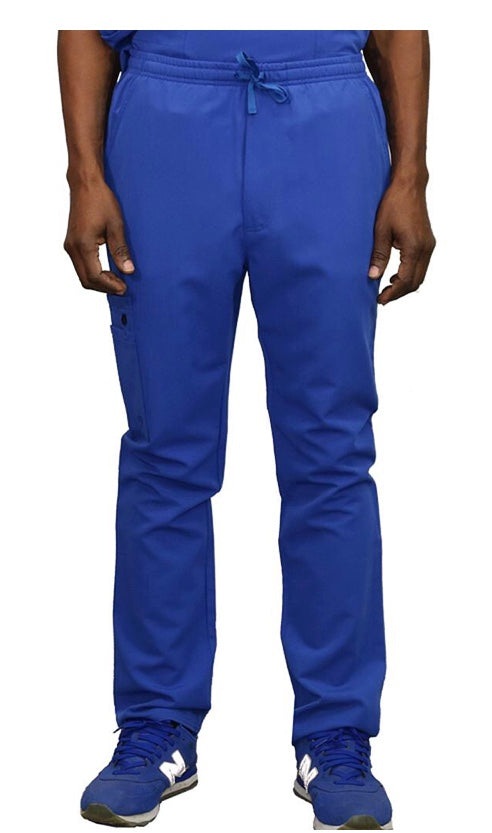 Man wearing WYND Men's Scrub Pants 830 and blue sneakers, shown from waist down.