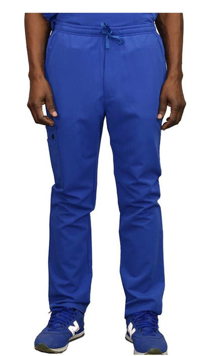Man wearing WYND Men's Scrub Pants 830 and blue sneakers, shown from waist down.