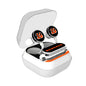 Wireless earbuds with the CINCINNATI BENGALS STRIPE WIRELESS MOUSE logo in a white charging case.
