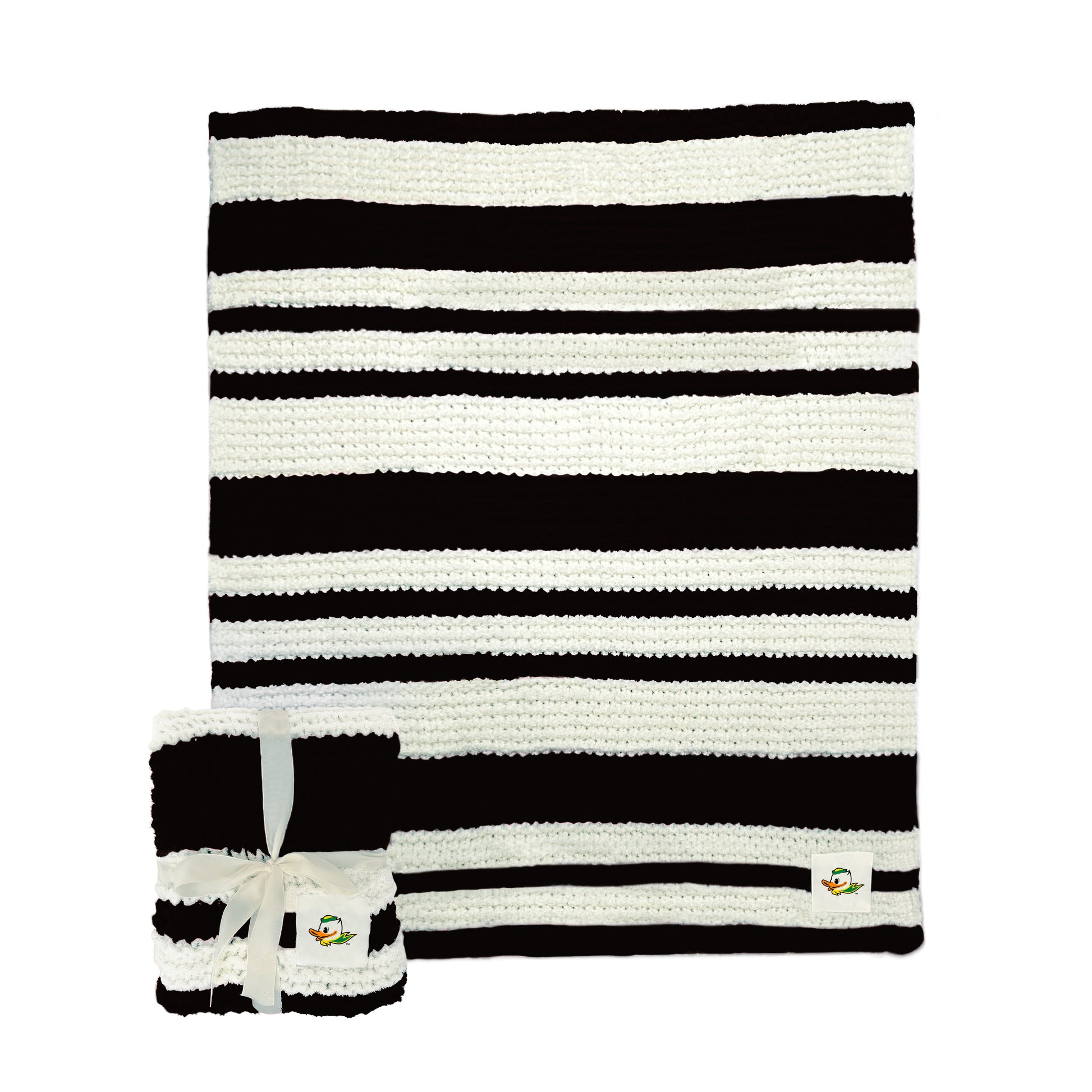Oregon Duck Profile Cable Black Knit Throw 50x60