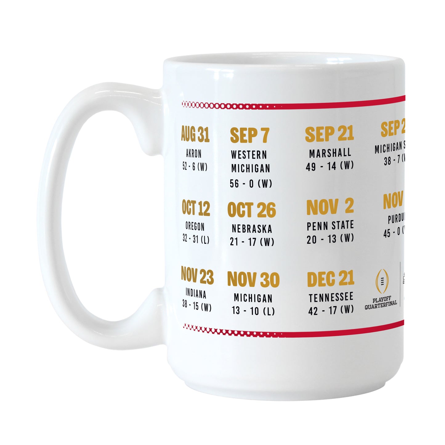 Ohio State 2024 National Champions 15oz Schedule Sublimated Mug